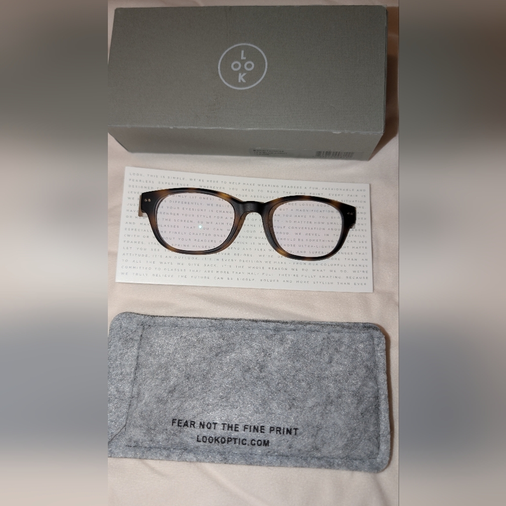 LOOK Optics BOND Eyeglasses LK20B+0.0 Blue Light Readers 50-20-145 Tortoise NIB